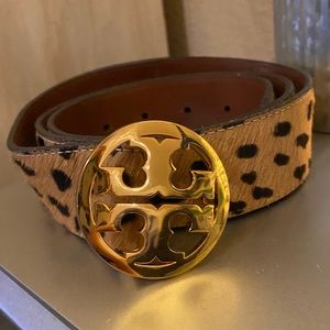 Tory Burch cheetah print calf hair belt size M